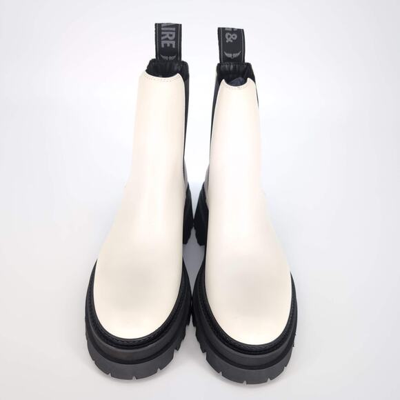 ZADIG & VOLTAIRE Ride Patent Leather Ecru & Black Chelsea Boots - Size 39 - NIB - Picture 3 of 15